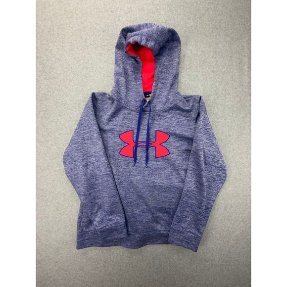 Under Armour Other - Under Armour Girls XL Hoodie Purple Heather Pink Logo Pullover 1262971 Loose Fit